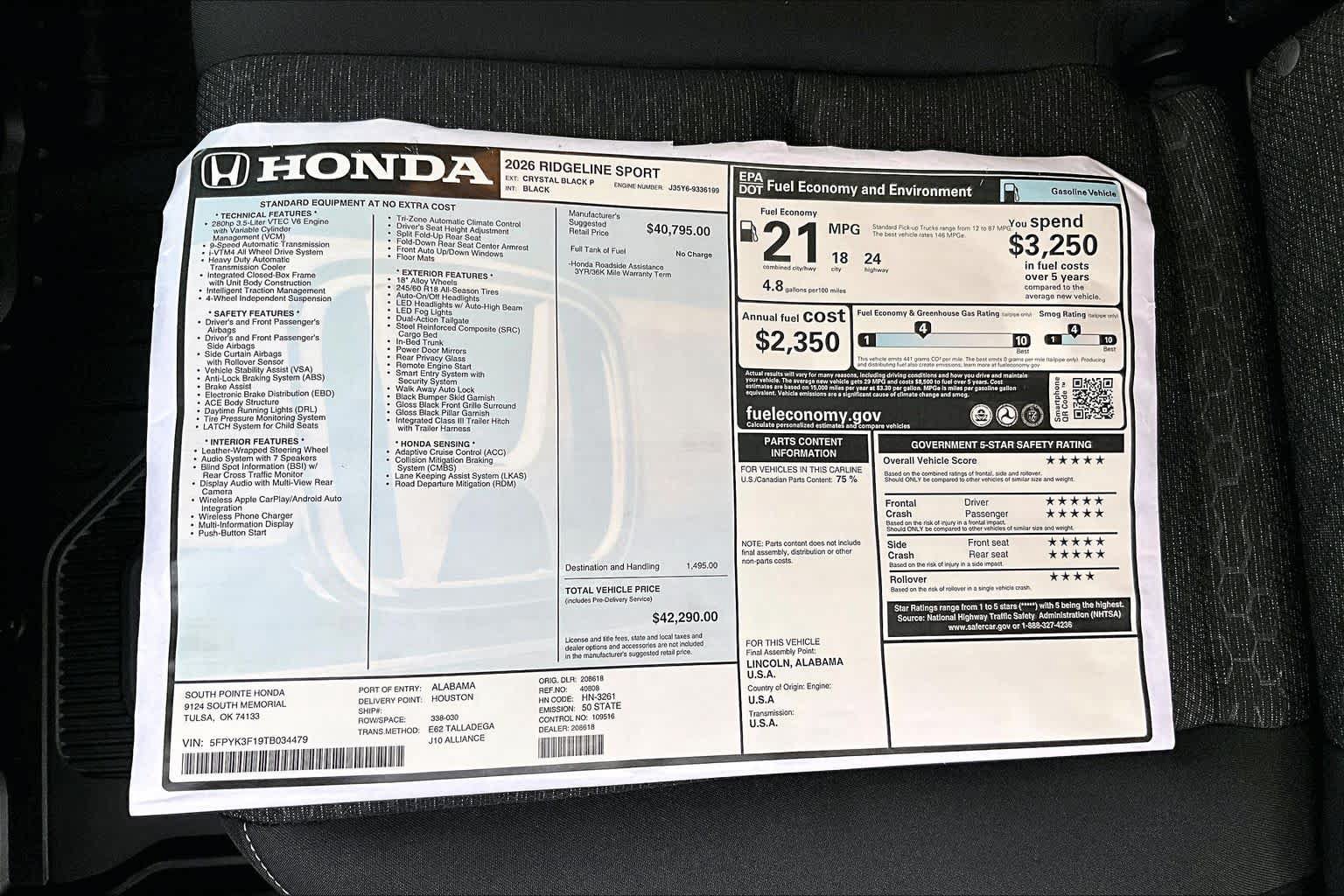 New 2026 Honda Ridgeline Sport image 19