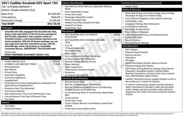 Used 2021 Cadillac Escalade ESV Sport AWD/4WD image 32