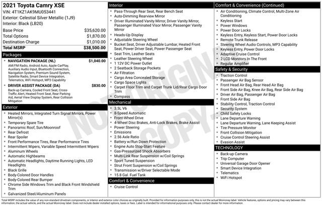 Used 2021 Toyota Camry XSE w/ Navigation Package FWD image 3