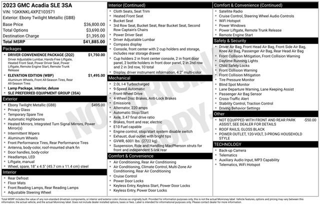 Used 2023 GMC Acadia SLE w/ Driver Convenience Package FWD image 33