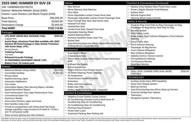 Used 2025 GMC Hummer EV 2X w/ LPO, Roof Cross Rail Package image 47