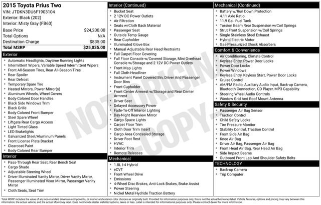 Used 2015 Toyota Prius Two FWD image 7