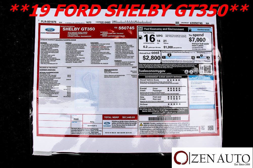 Used 2019 Ford Mustang Shelby GT350 w/ Technology Package image 14