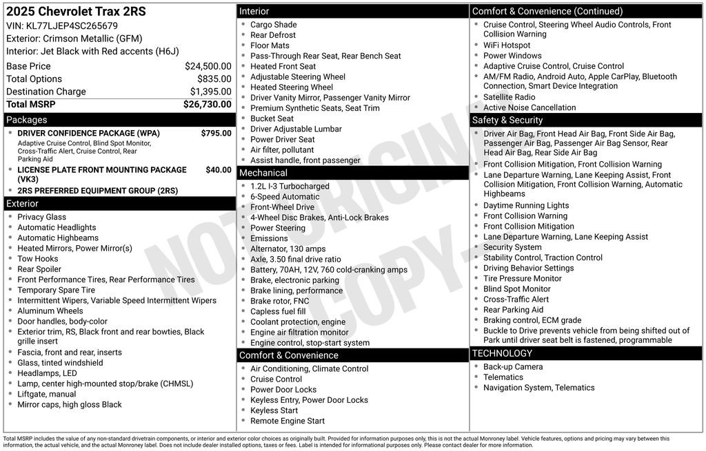 Used 2025 Chevrolet Trax RS w/ Driver Confidence Package FWD image 28