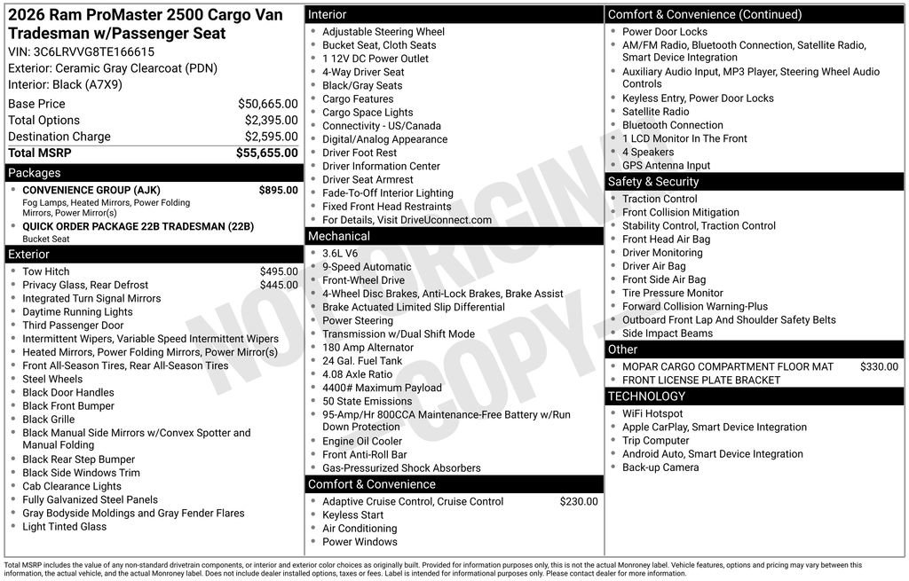 New 2026 RAM ProMaster 2500 w/ Convenience Group image 3