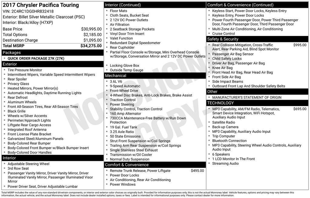 Used 2017 Chrysler Pacifica Touring FWD image 31