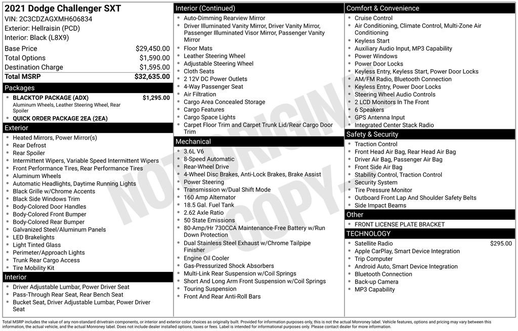 Used 2021 Dodge Challenger SXT w/ Blacktop Package RWD image 12