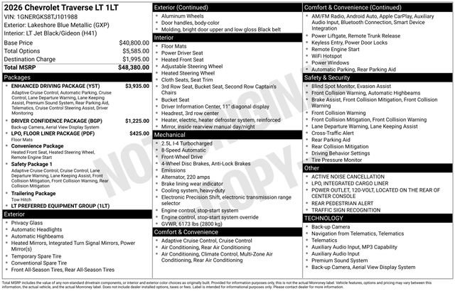 New 2026 Chevrolet Traverse LT w/ Enhanced Driving Package FWD image 4