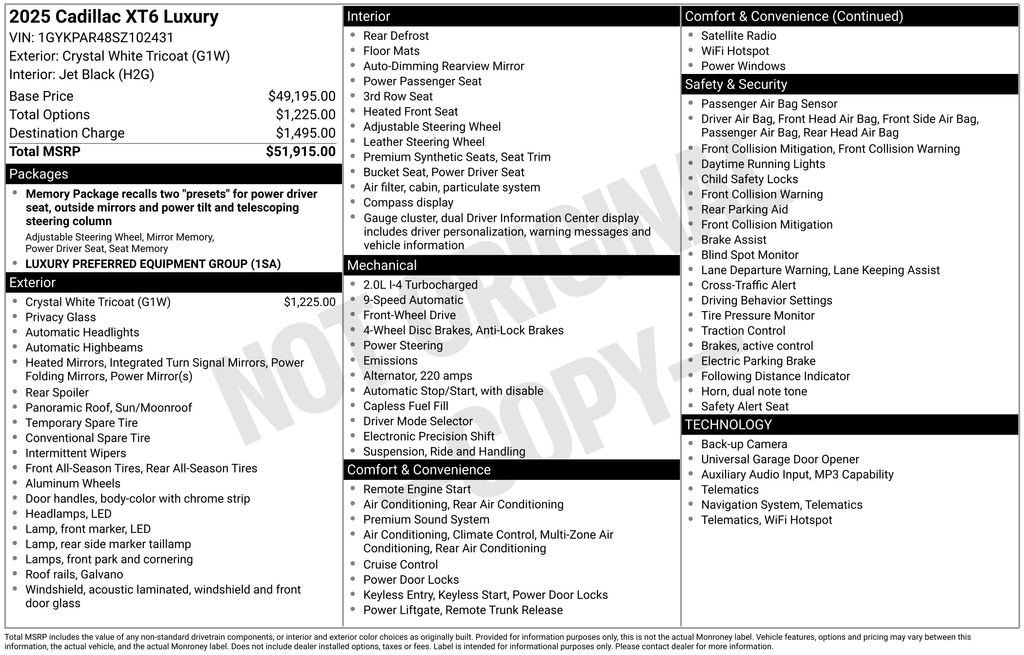 Certified 2025 Cadillac XT6 Luxury FWD image 20