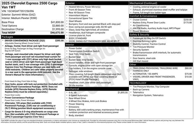 New 2025 Chevrolet Express 2500 w/ Driver Convenience Package RWD image 6