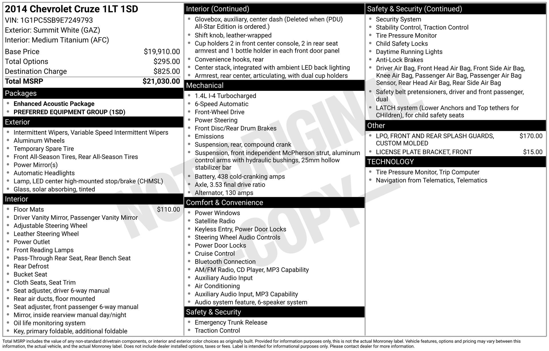 Used 2014 Chevrolet Cruze LT image 1