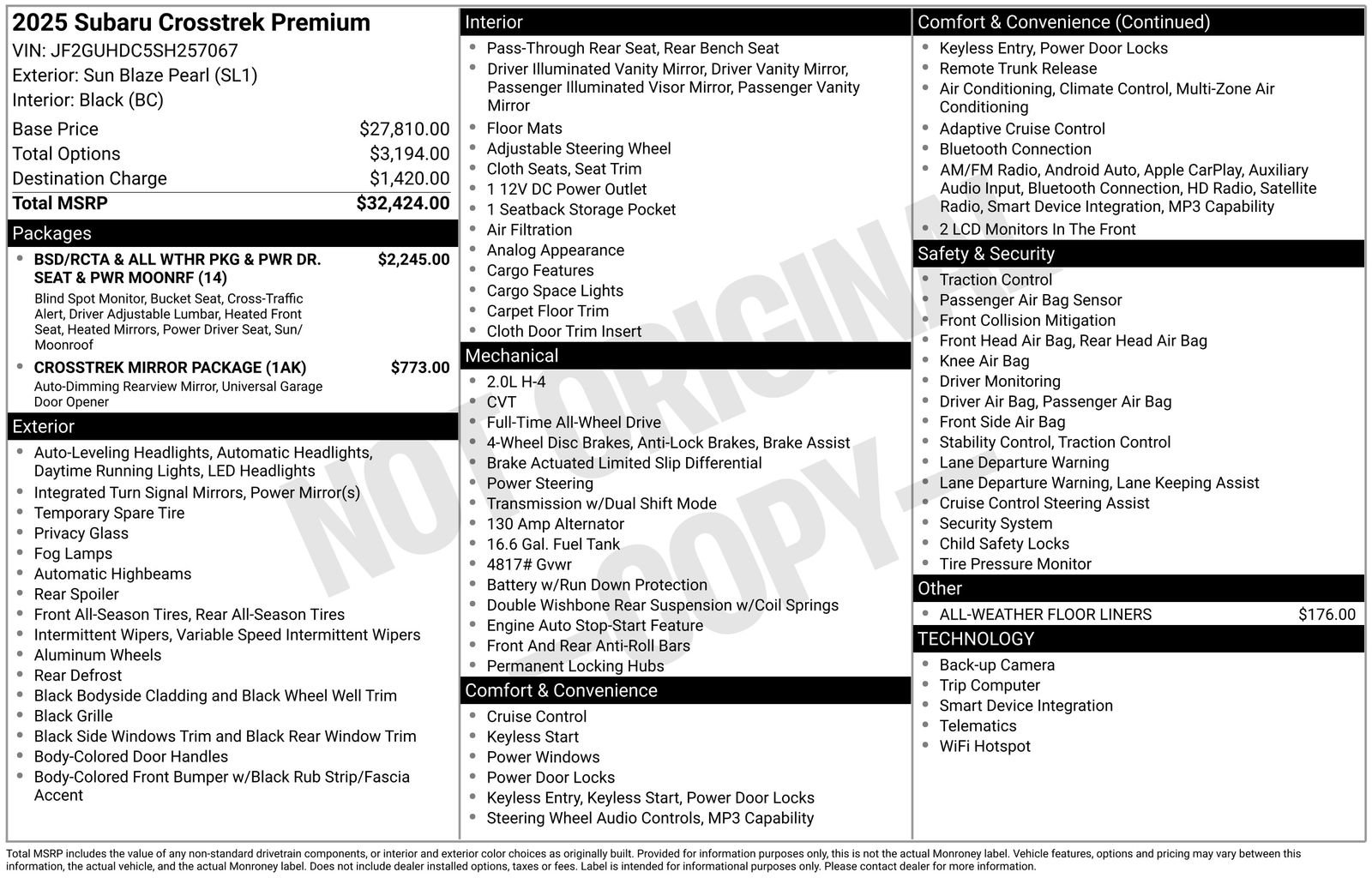 Certified 2025 Subaru Crosstrek 2.0i Premium AWD/4WD image 32