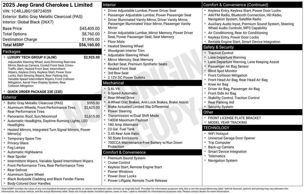 New 2025 Jeep Grand Cherokee L Limited w/ Luxury Tech Group II RWD image 94