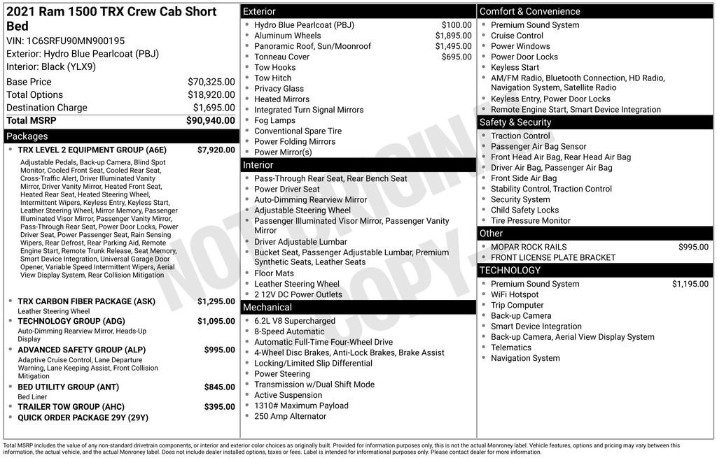 Used 2021 RAM 1500 TRX w/ TRX Level 2 Equipment Group image 2