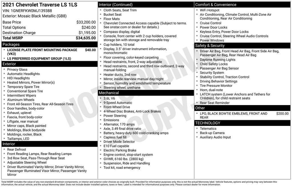 Certified 2021 Chevrolet Traverse LS image 37