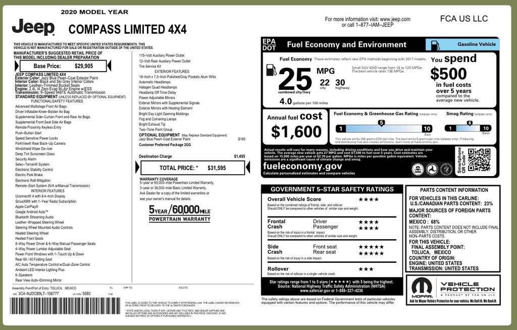 Used 2020 Jeep Compass Limited image 29