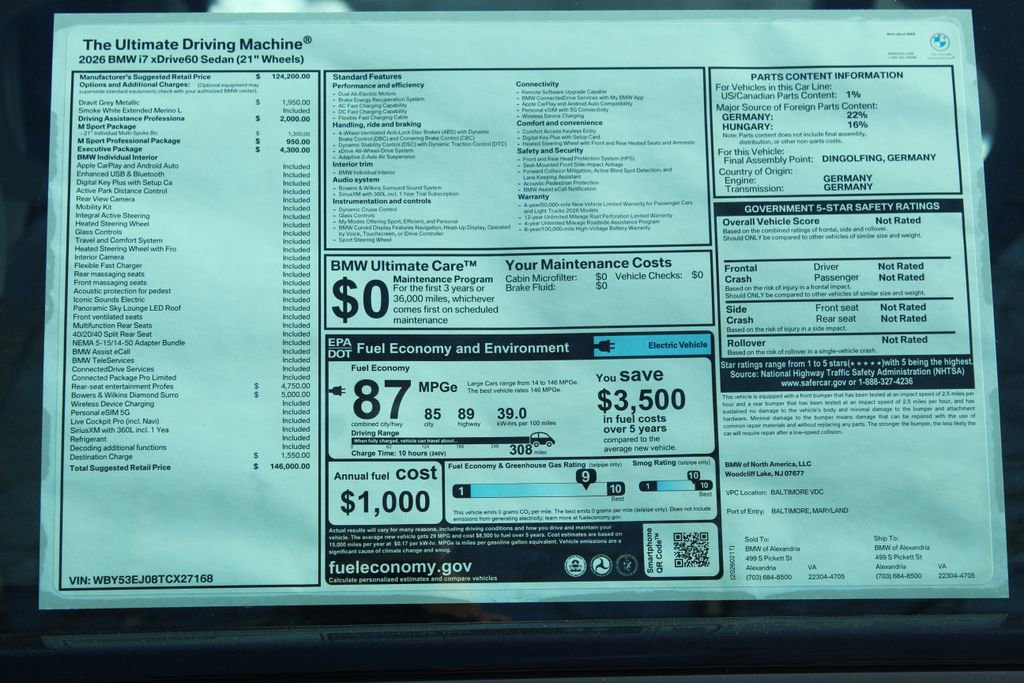 New 2026 BMW i7 xDrive60 w/ Executive Package AWD/4WD image 2