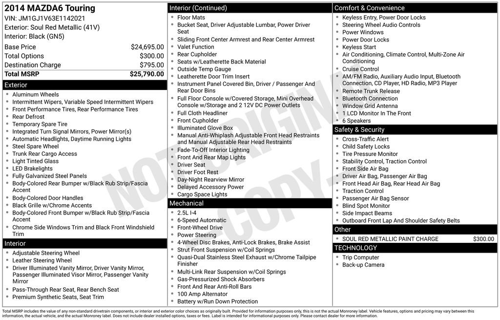 Used 2014 MAZDA MAZDA6 Touring image 7