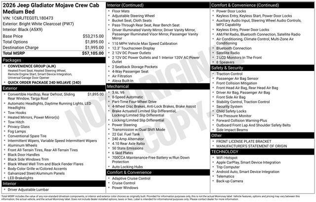 New 2026 Jeep Gladiator Mojave AWD/4WD image 5