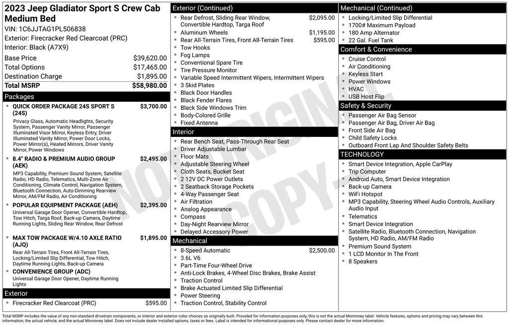Used 2023 Jeep Gladiator Sport AWD/4WD image 11