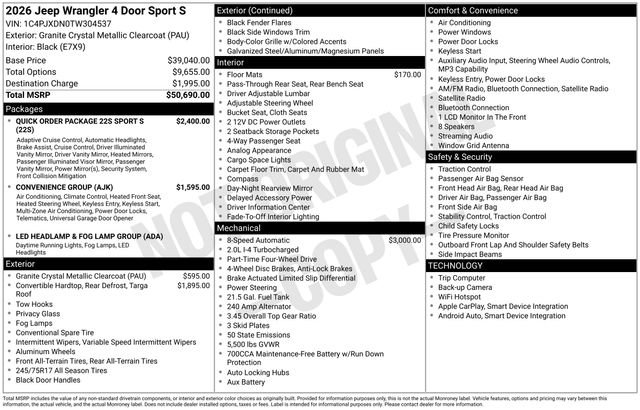 New 2026 Jeep Wrangler Unlimited Sport AWD/4WD image 4