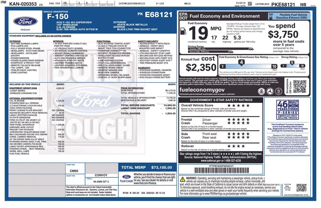Used 2023 Ford F150 Lariat w/ Equipment Group 502A High AWD/4WD image 36