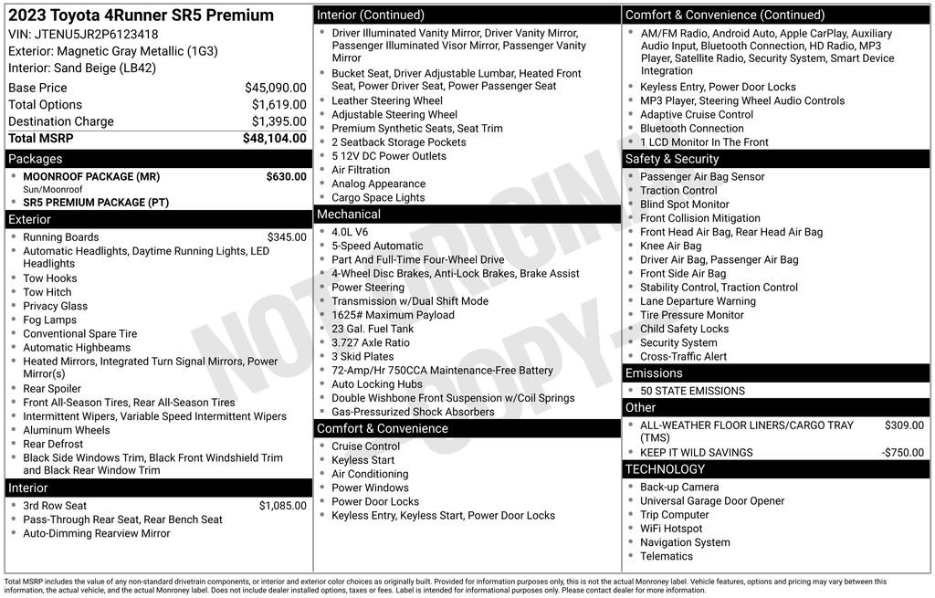 Used 2023 Toyota 4Runner SR5 Premium w/ Moonroof Package image 15