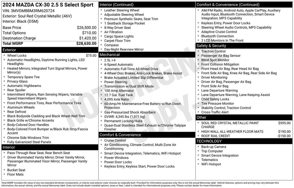 Certified 2024 MAZDA CX-30 AWD 2.5 S w/ Select Sport Pkg image 4