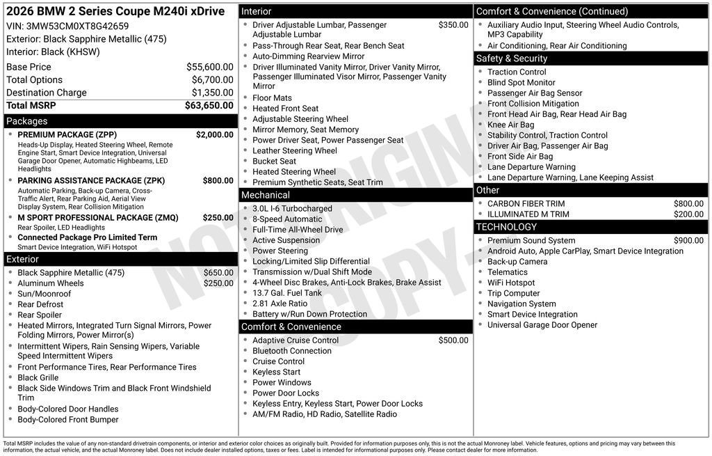 New 2026 BMW M240i xDrive Coupe w/ Premium Package AWD/4WD image 4