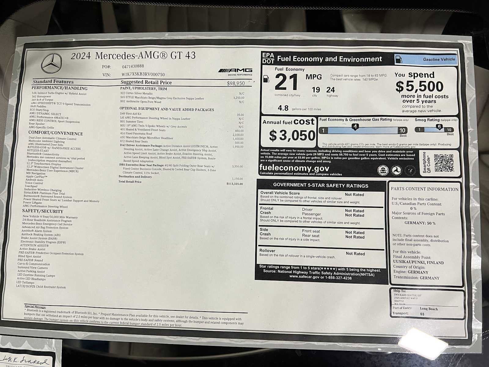 Certified 2024 Mercedes-Benz AMG GT 43 image 45