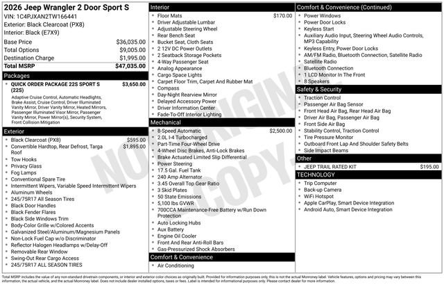 New 2026 Jeep Wrangler Sport AWD/4WD image 17