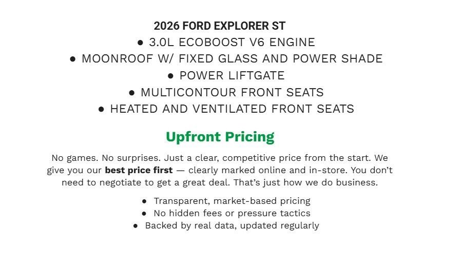 Certified 2026 Ford Explorer ST w/ Sun And Sound Package image 2
