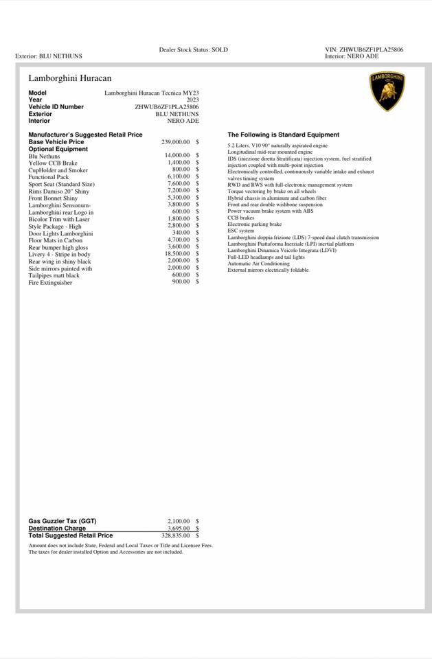 Used 2023 Lamborghini Huracan Tecnica RWD image 26