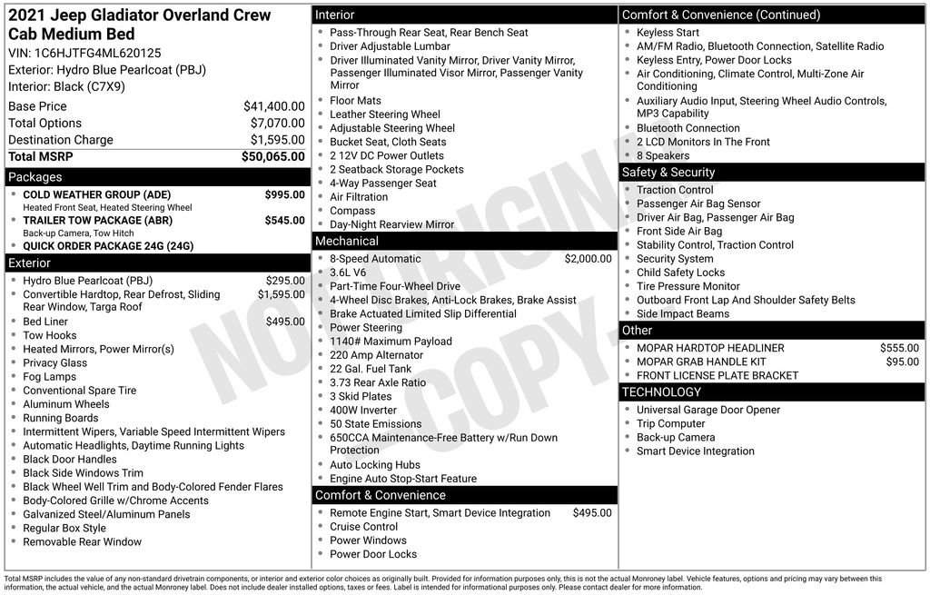 Used 2021 Jeep Gladiator Overland w/ Cold Weather Group image 18