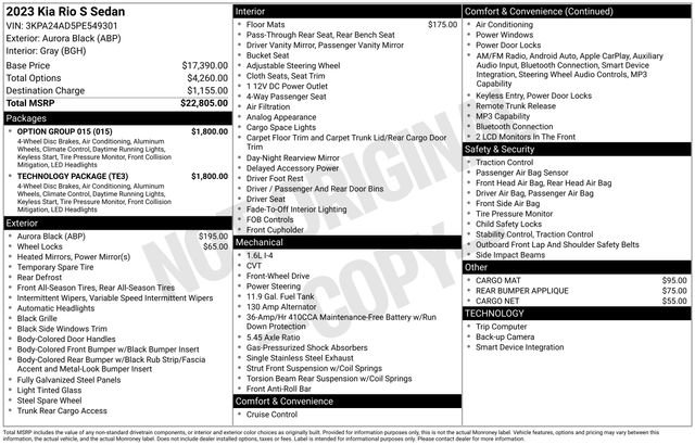 Certified 2023 Kia Rio S w/ Technology Package FWD image 16