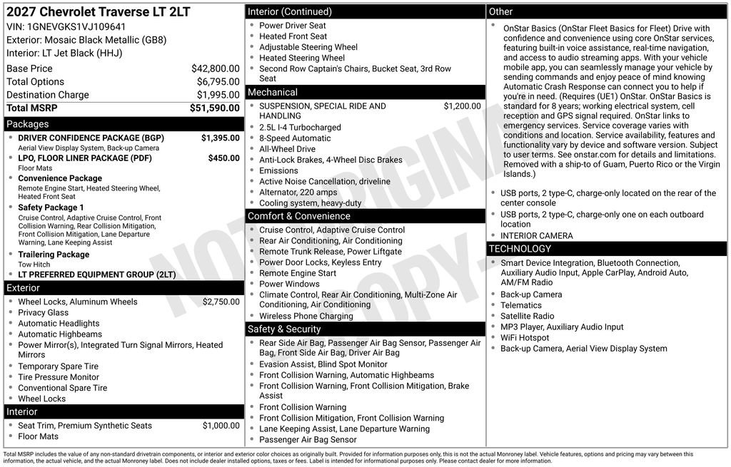 New 2027 Chevrolet Traverse LT w/ Driver Confidence Package AWD/4WD image 5