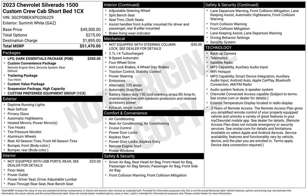 Used 2023 Chevrolet Silverado 1500 Custom w/ LPO, Dark Essentials Package AWD/4WD image 23