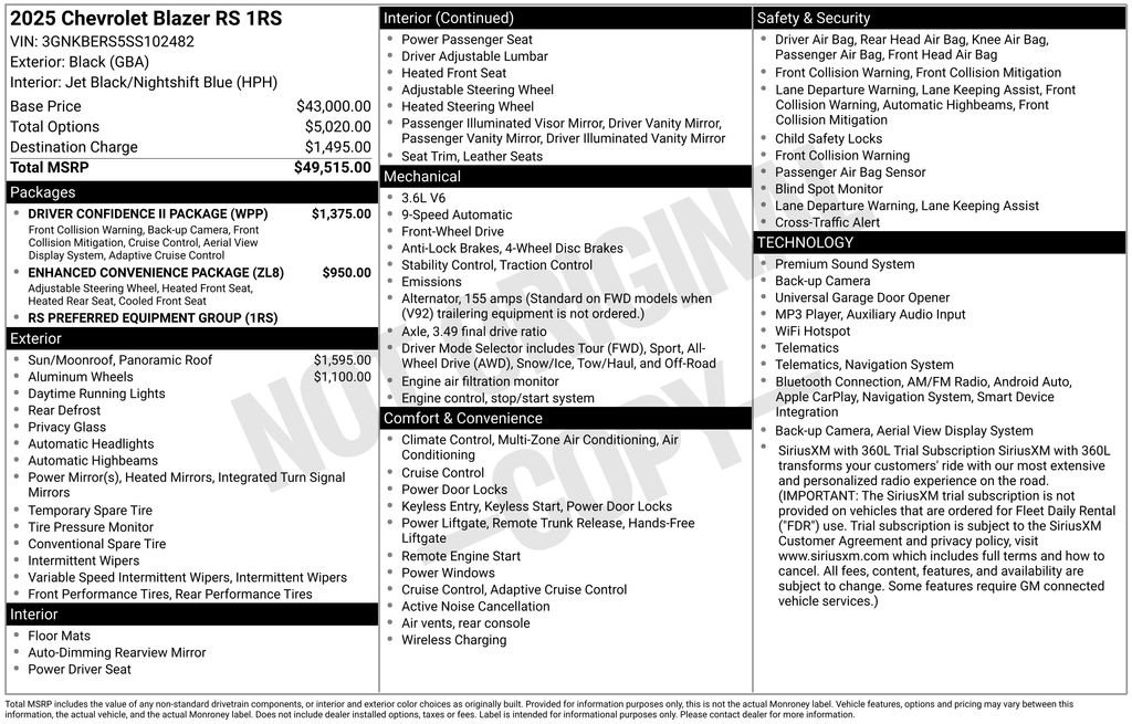 Used 2025 Chevrolet Blazer RS w/ Driver Confidence II Package image 4