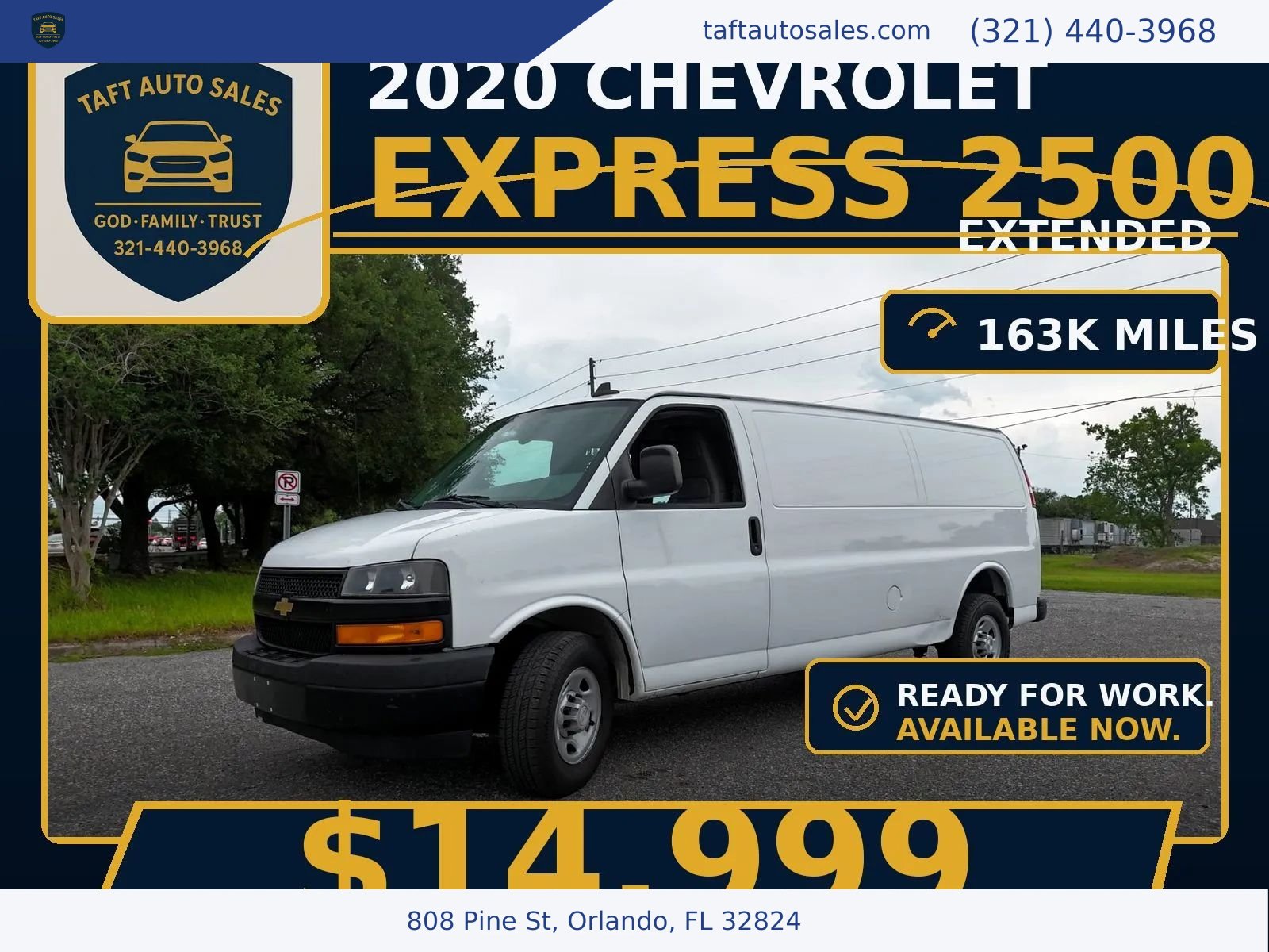 Used 2020 Chevrolet Express 2500 Extended w/ Communications Package RWD image 1