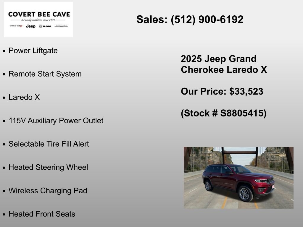 New 2025 Jeep Grand Cherokee Laredo X w/ Luxury Tech Group I RWD image 18