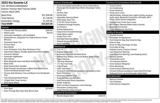 Used 2022 Kia Sorento LX image 34