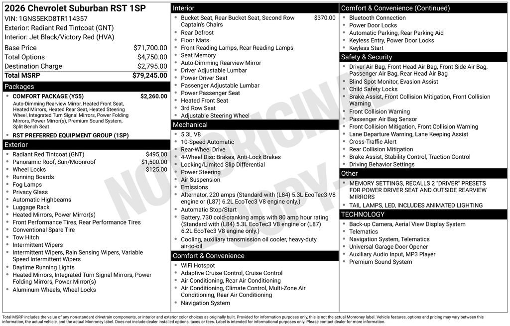 Used 2026 Chevrolet Suburban RST w/ Comfort Package image 6
