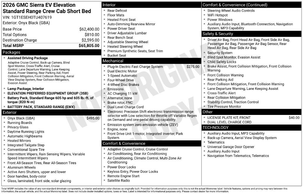 New 2026 GMC Sierra EV Elevation AWD/4WD image 36