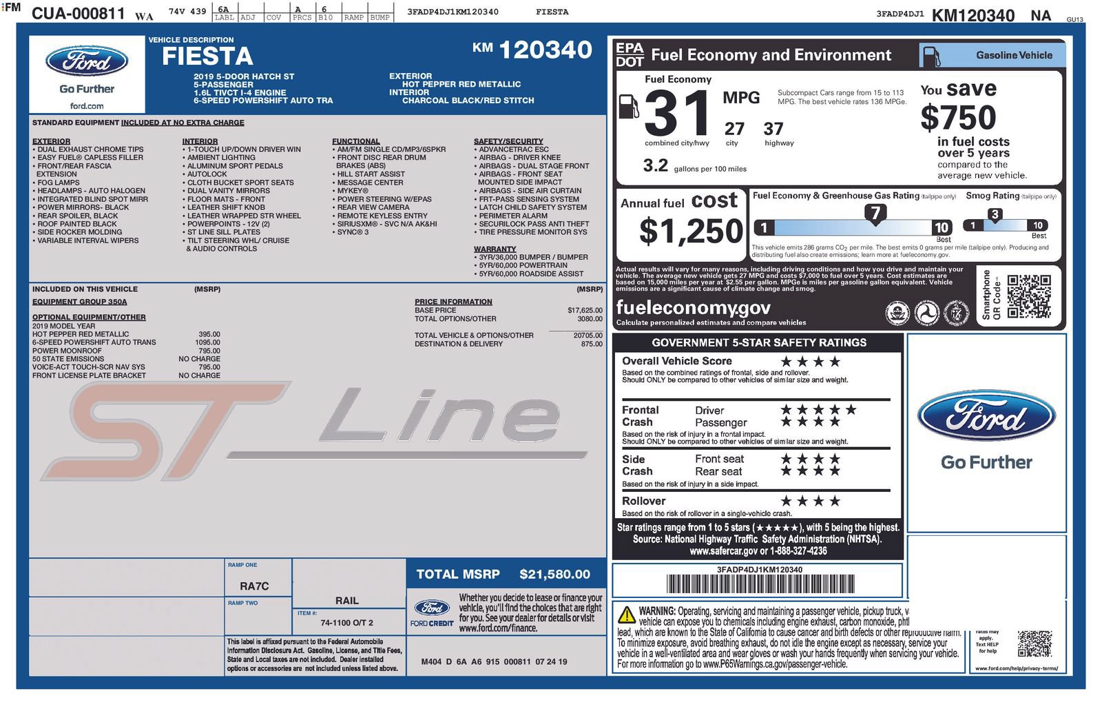 Used 2019 Ford Fiesta ST-Line FWD image 33