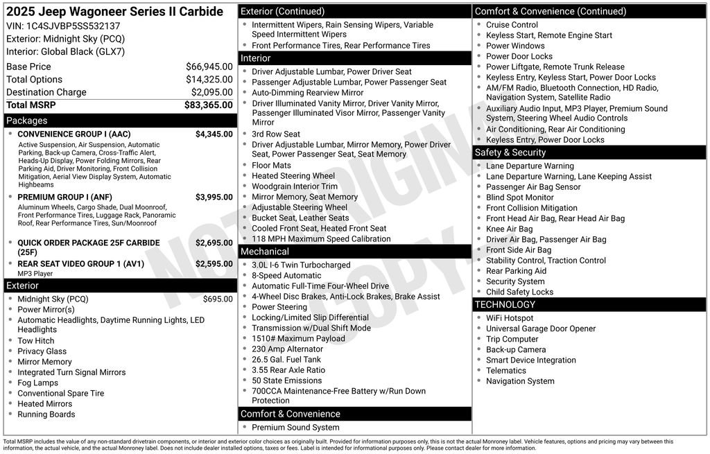 New 2025 Jeep Wagoneer Series II w/ Convenience Group I image 9