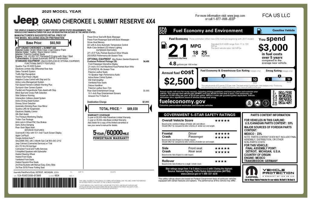 Certified 2025 Jeep Grand Cherokee L Summit AWD/4WD image 4
