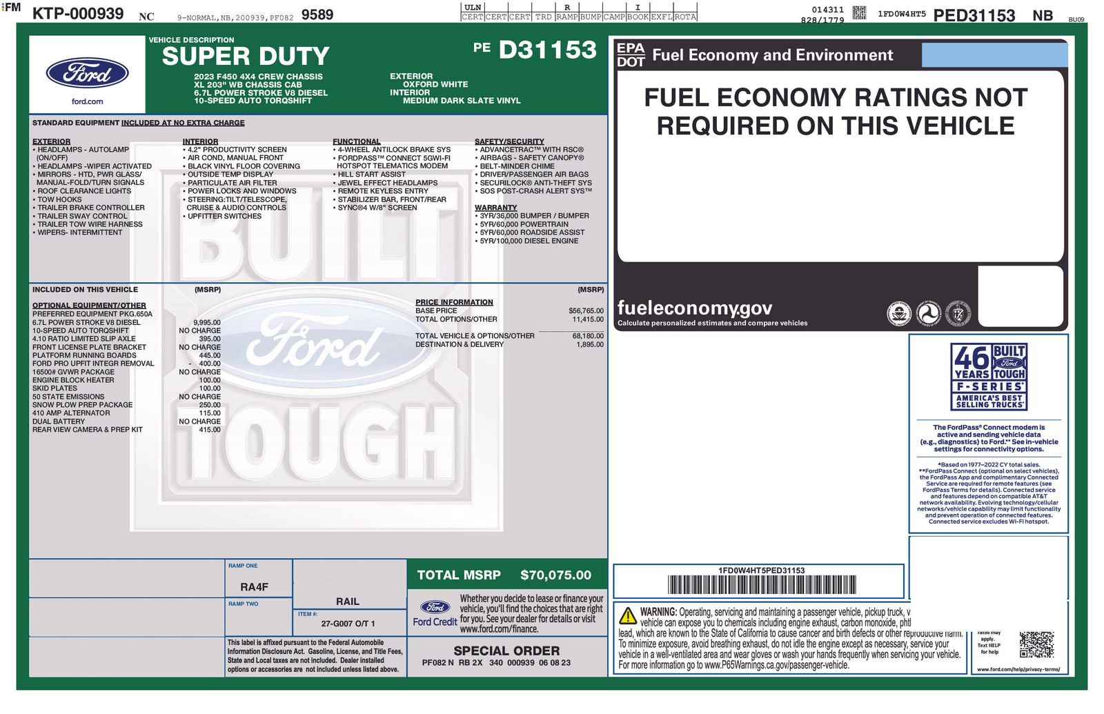 Used 2023 Ford F450 XL w/ Snow Plow Prep Package AWD/4WD image 4