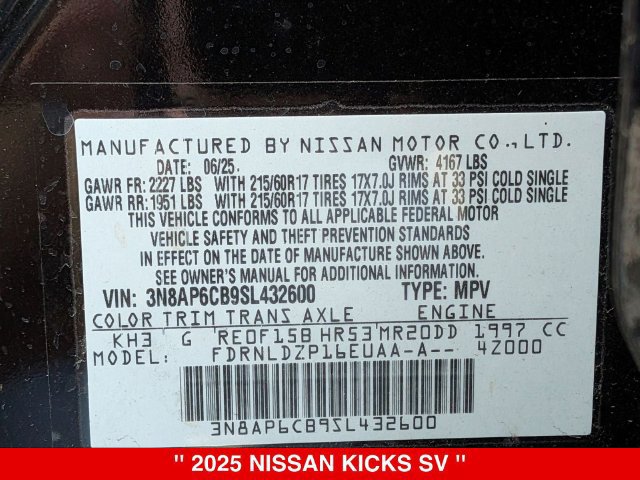 Certified 2025 Nissan Kicks SV w/ SV Premium Package AWD/4WD image 41