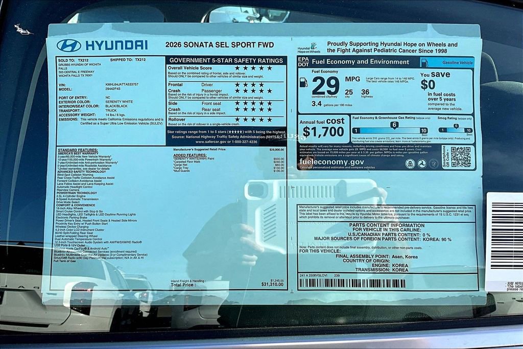 New 2026 Hyundai Sonata SEL image 39