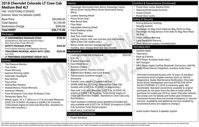 Used 2018 Chevrolet Colorado LT w/ LT Convenience Package AWD/4WD image 3